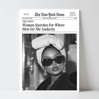 Woman searches for where men get the audacity wall art irly wall art, Trendy Newspaper Print Wall Art - The less you give a damn, the happier you will be - Trendy wall art  girly wall art -Newspaper print