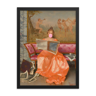 Bubblegum girl FRAMED WALL ART POSTER PRINT
