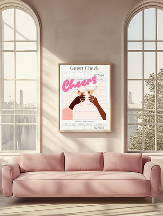 Black Women Art Guest Check Pink Champagne poster print