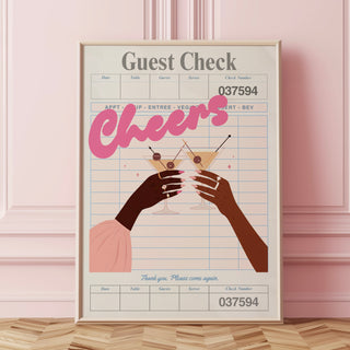 Black Women Art Guest Check Pink Champagne Poster