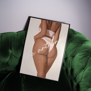 Salon suite wall decor featuring Black girl wall art figure print, chic feminine minimalist style