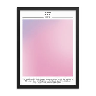 Angel Number 777 Pink Purple FRAMED WALL ART POSTER