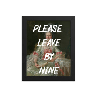 Please leave by nine FRAMED WALL ART POSTER PRINT Framed poster