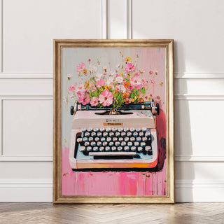 Floral Typewriter Poster Print