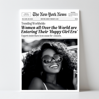 Happy Girl Era Newspaper Print Poster