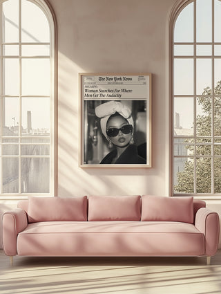 girly wall art, Trendy Newspaper Print Wall Art - woman searches for where men get the audacity - Trendy wall art  girly wall art -Newspaper print
